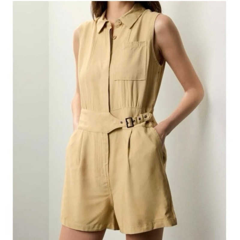 Jason Wu Tan Belted Safari Romper Size 0